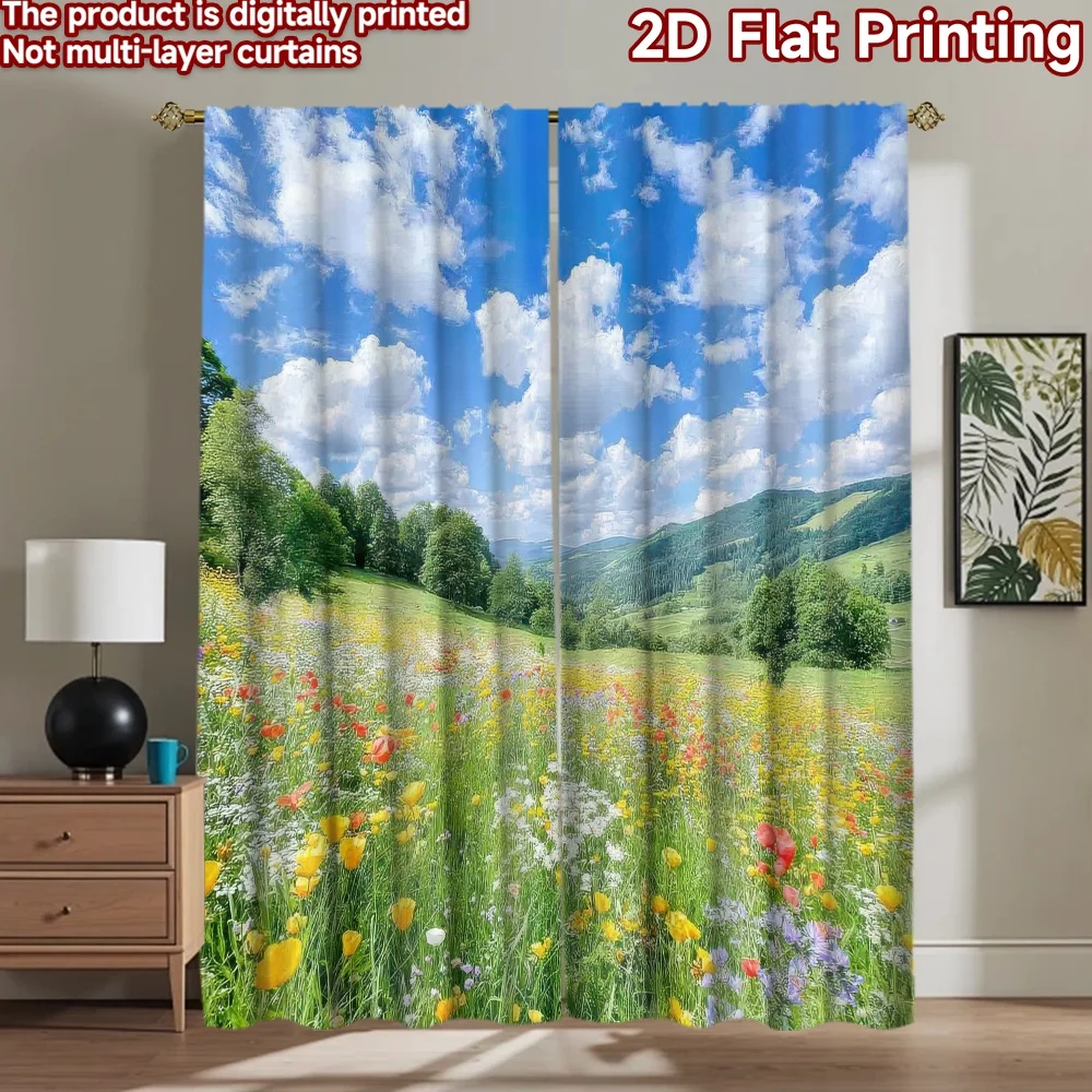 

1pc 2D flat Photography Backdrop Background cloth Colorful Flower Meadow 100% Polyester Birthday Party Use for Holiday portraits