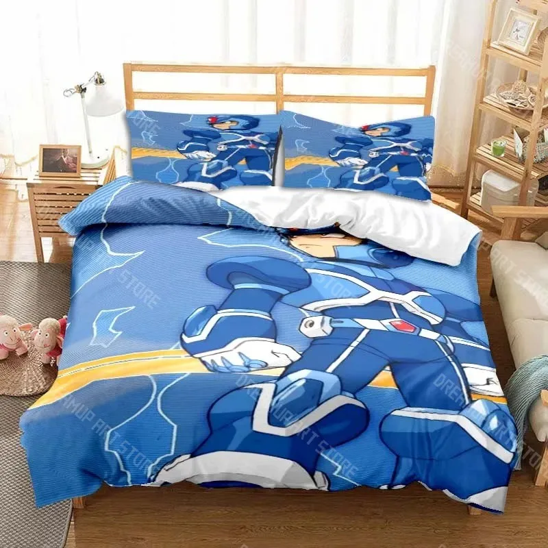 3D Printed Rockman Megaman Game Cartoon Bedding Set for Boys Girls Duvet Cover Twin Queen King Full Single Double Sizes