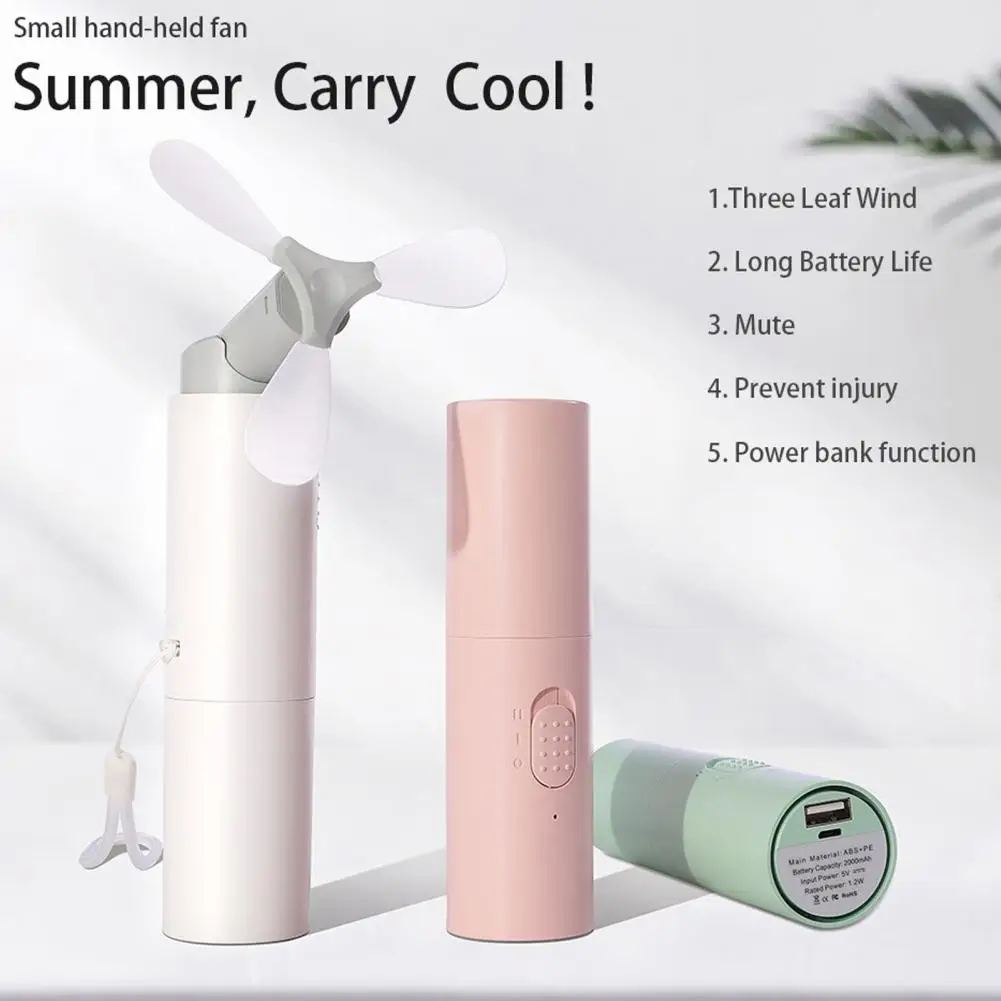 Handheld Mini Fan with 2 Speed Settings Lanyard Design Portable Rechargeable Pocket Fan Personal Air Conditioner