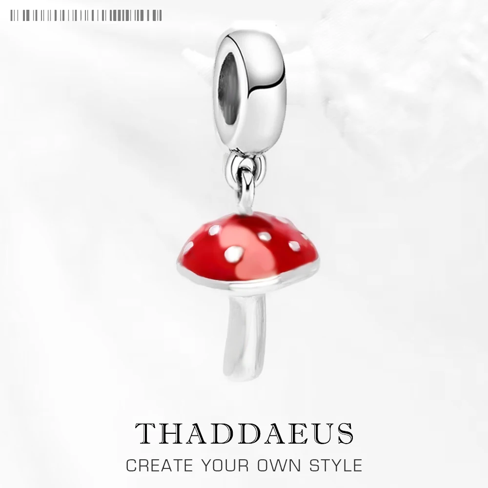 

Red Mushroom Pendant Charm,Spring European Style Fashion 925 Sterling Silver Lucky Gift For Women