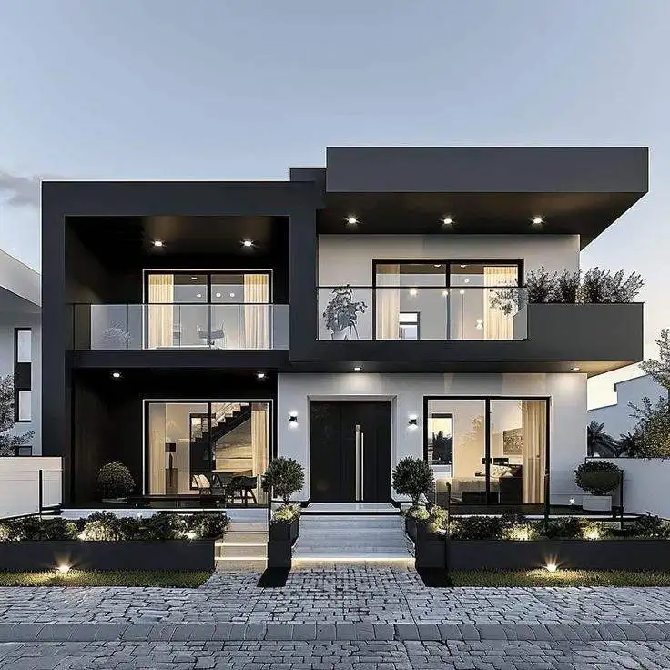 2 Storey 4 Bedroom Prefab House Modern Light Steel Villa for Living Hotel Application