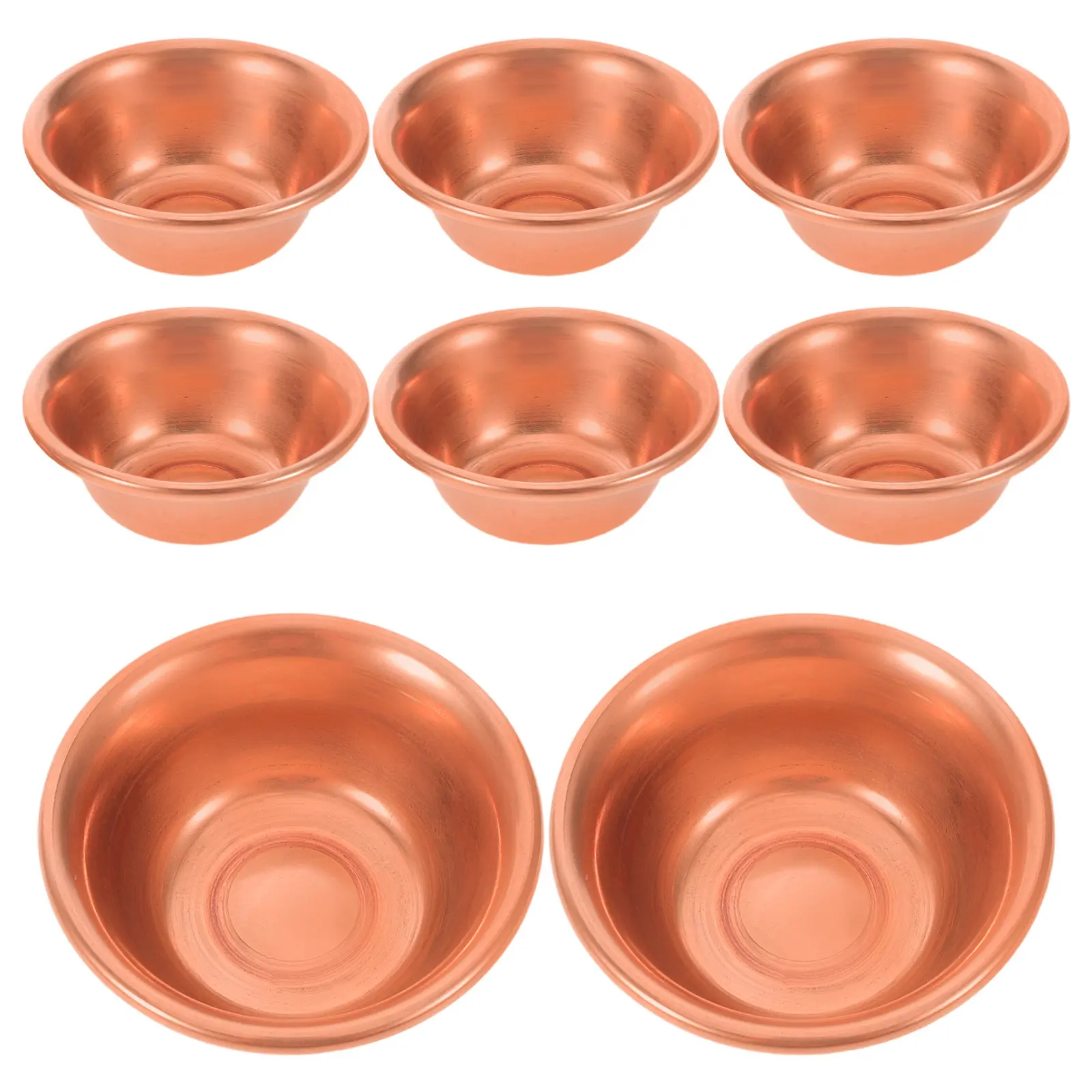 

Набор из 8 маленьких латунных буддийских чаш: миниатюрные медные чаши для подношений, чаши для святой воды для ритуальных подношений, медитации, молитв в храме