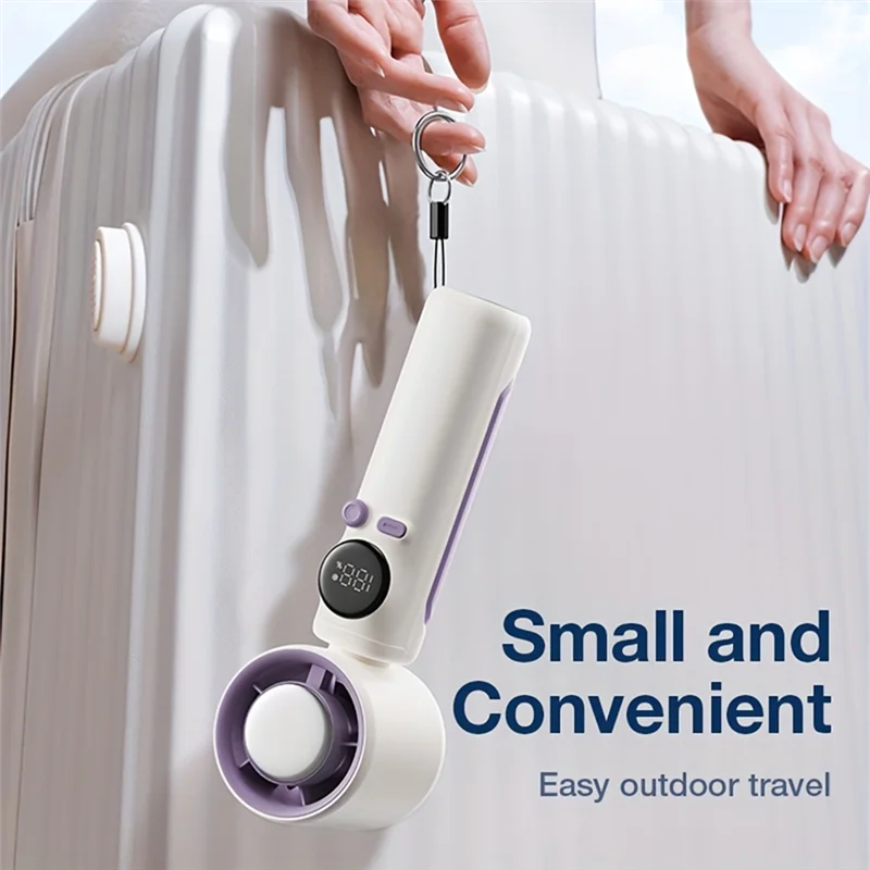ABRB-USB recarregável handheld turbo ventilador 4000mah led display digital mini ventilador de refrigeração de alta velocidade para viagens branco