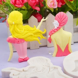 Silicone Mold Pretty Girl Back Shadow Kitchen Baking Tools For DIY Chocolate Cake Candy Fondant Decoration Moulds