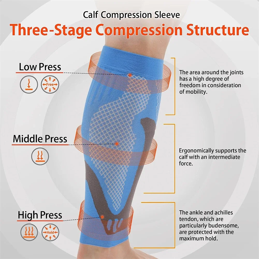 1Pair Calf Compression Sleeves, Shin Splints Support for Leg Cramp Relief, Varicose Veins, Basketball, Travel,Running,Sport,Work