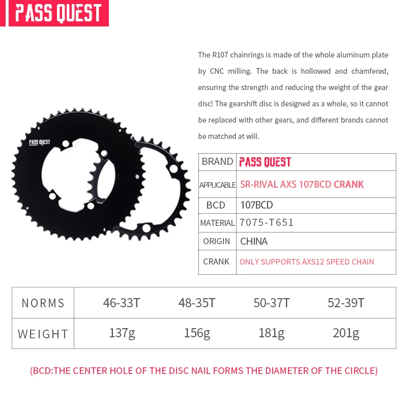 AXS 12 Speed Chain Support For Sram Rival 107bcd CRANKS Double Chainrings 50-37T 52-39T Road Bike