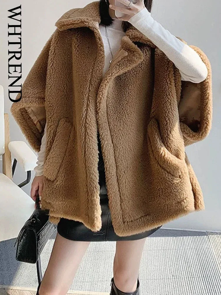 

WHTREND Winter Wool Coat For Women Fashion Fur Capes Lady Warm Cloak Thick Luxury Overcoat WH1130