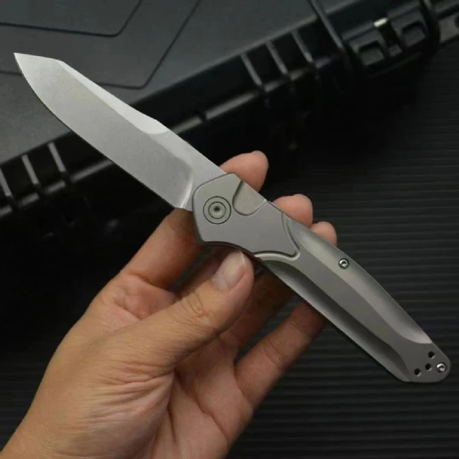 BM9400 Taschenmesser Stonewash M390 Klinge Single Action TC4 Titanlegierung Griff Taktische Jagd Camping EDC Überlebenswerkzeug