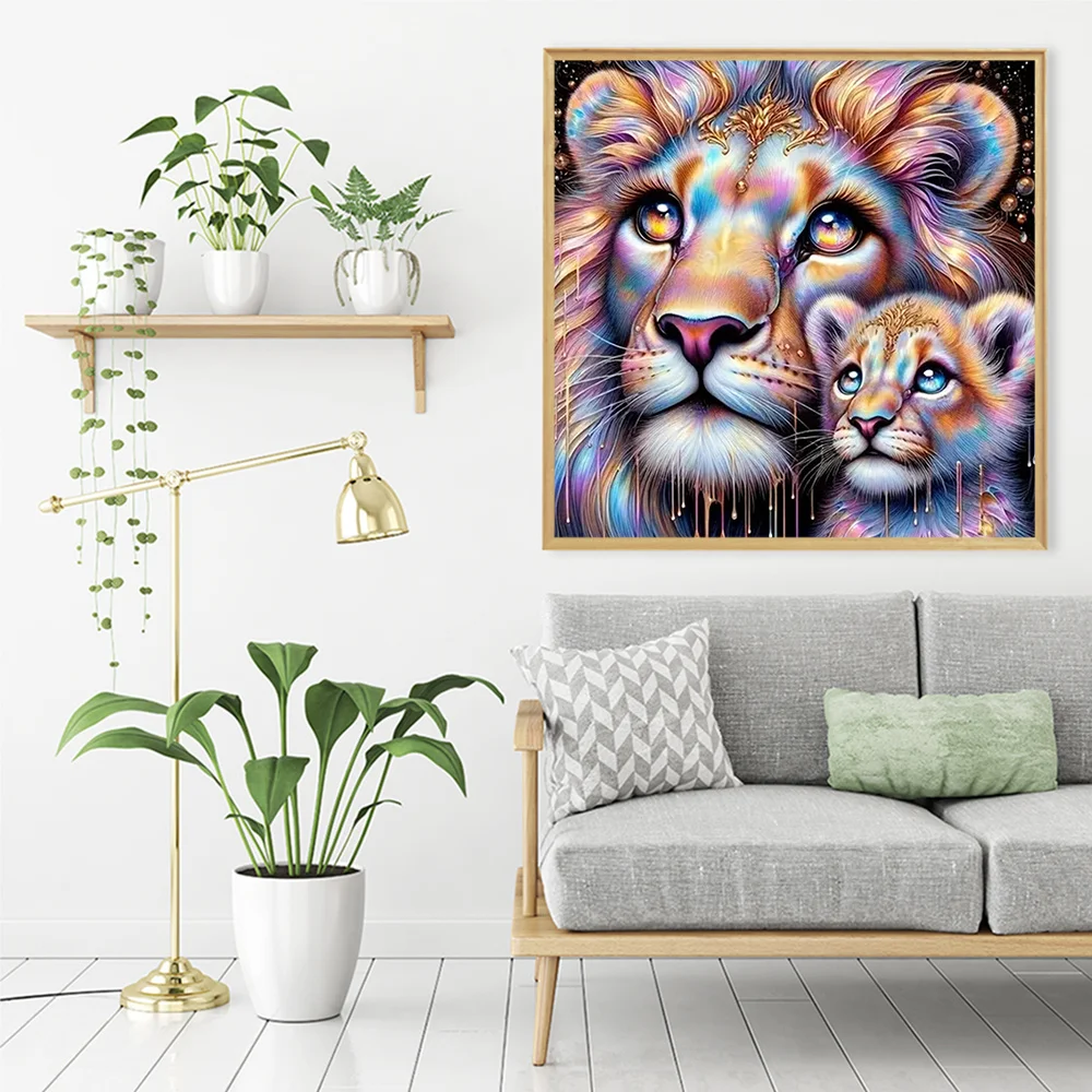 Evershine Diamond Painting Lion Animal Full Square Round Diamond Mosaic Cartoon Cross Stitch Embroidery Child Hobby