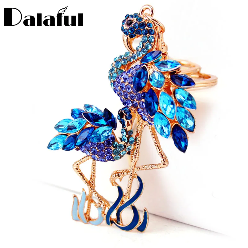 Delicate Double Flamingo Bird Key Chains Rings Holder For Car Crystal Rhinestone Bag Pendant For Women Keyrings KeyChains K277