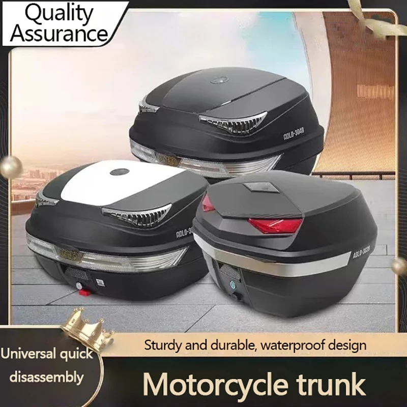 

Motorcycle trunk, 49-liter extra-large scooter trunk, electric vehicle quick-release waterproof storage tool trunk