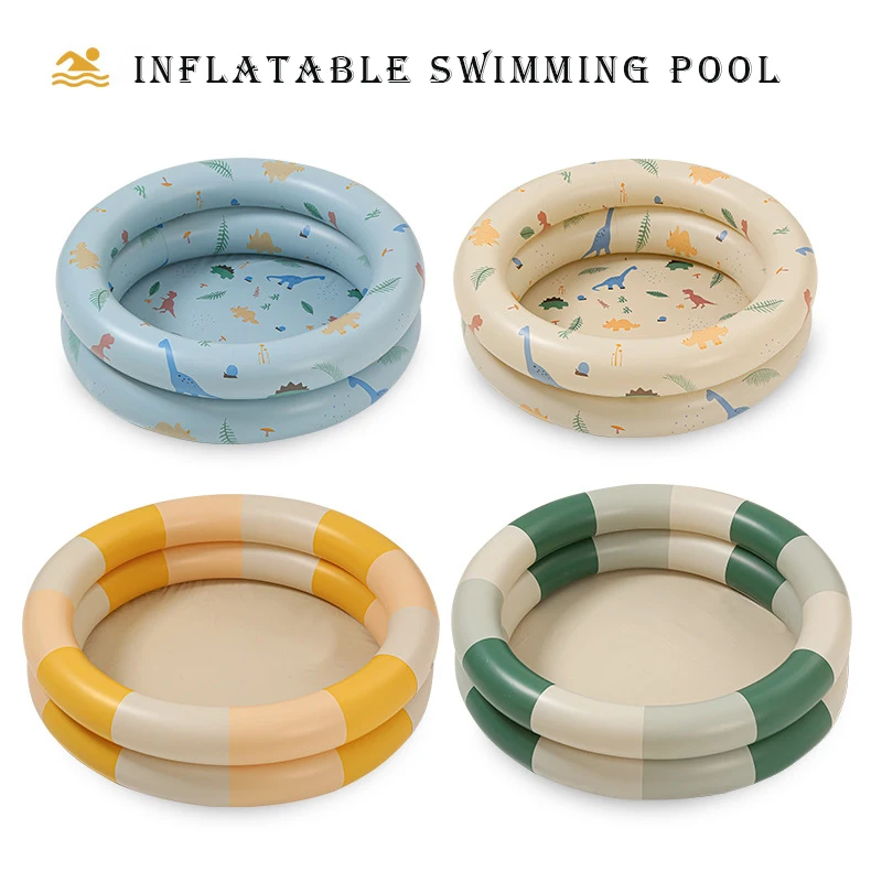 Ins Retro Striped Inflatable Summer Swimming Pool Baby Thickened Home Inflatable Bath Tub Round Ocean Ball Pool  Indoor Outdoor