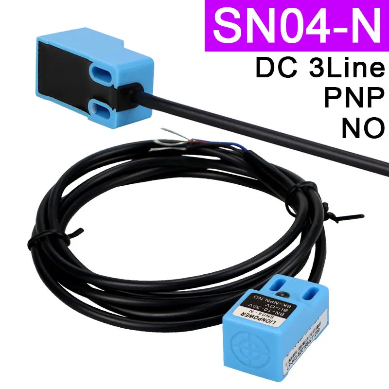 SN04-N PNP Square Proximity SN04 Metal Inductive Proximity Switch Limit Sensor DC 3 Wire PNP Normally Open 10~30VDC