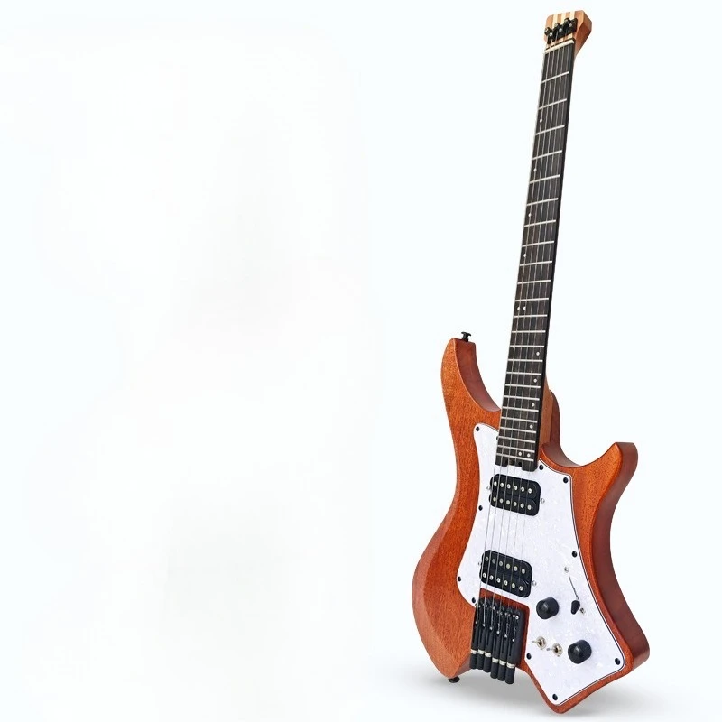 Headless Electric Guitar Seven-part Neck Peach Blossom Core Body Guitar Double Double Pickup High-value Travel Electric Guitar