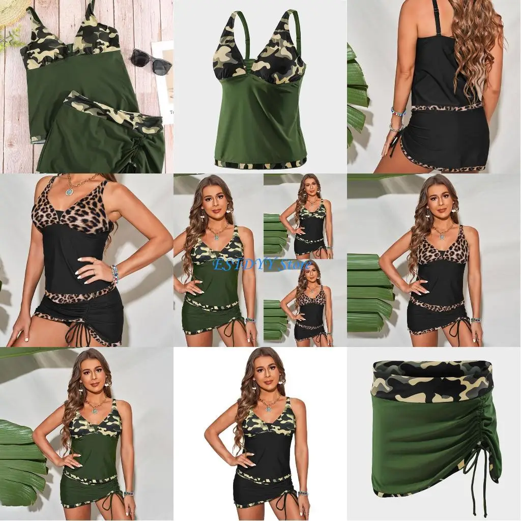 

G6DE Two-piece Female Printed Soft Bag Sexy Bathing Suit Beachwear Popular Split Drawstring Swimwear