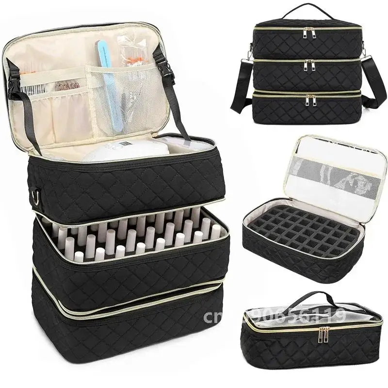 80/40 Bottles Nail Polish Storage Bag Portable Cosmetic Large Shoulder Bag Organizer for Travel Essential Oil Bag Nail Tools Box