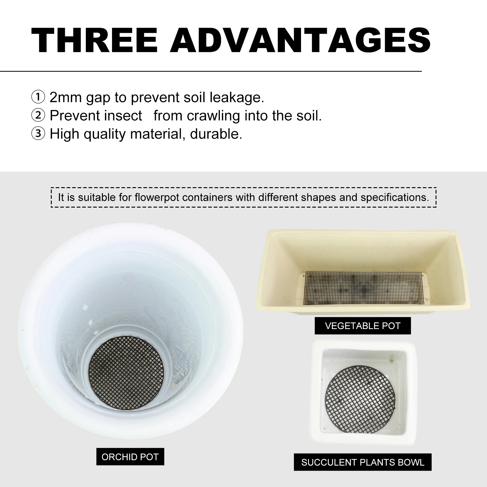 

20pcs Flowerpot Bottom Mesh Gasket Grid Mats Reusable Plastic Pads Soil Leak Prevention Air Permeability Bonsai Planter