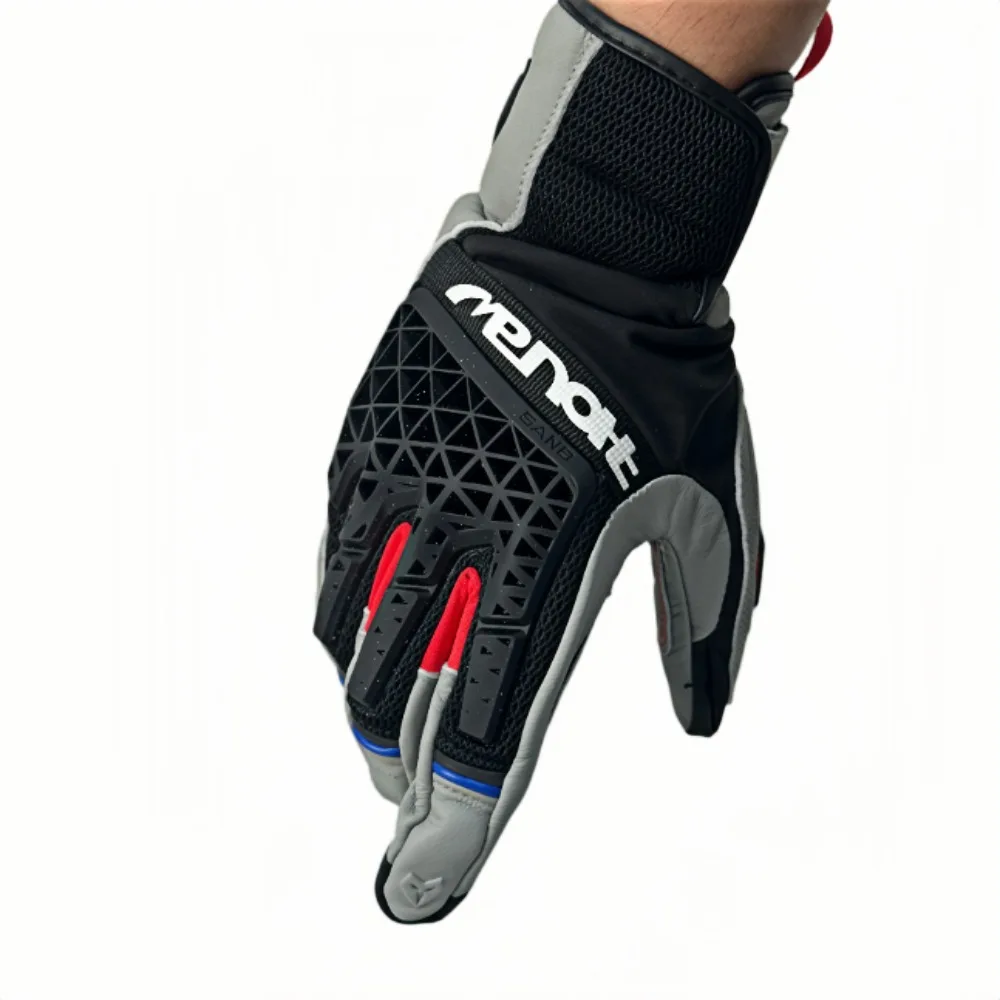 

Menat Full Finger Leather Motorcycle Riding Gloves for Men And Women Non-Slip Breathable Mesh Protective Biker Gloves