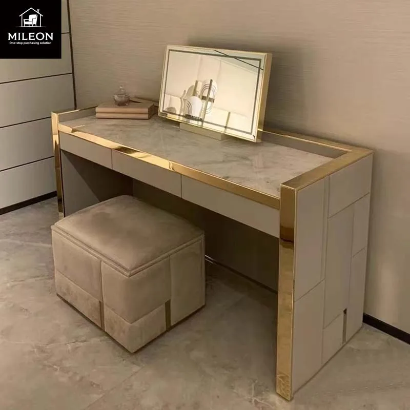 Dressing Table Postmodern Minimalist Style Suitable for Small Apartments Stainless Steel and Marble Custom-made