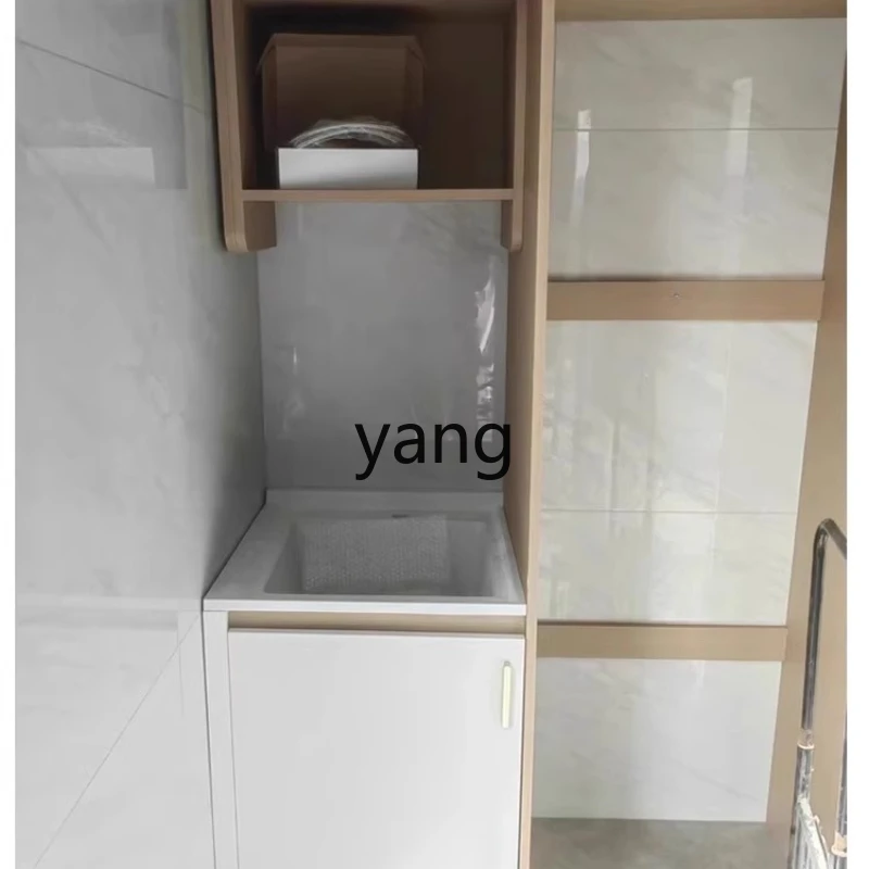 

TGF custom corner-cut quartz stone balcony countertop laundry sink with rubbing board laundry sink single basin machine