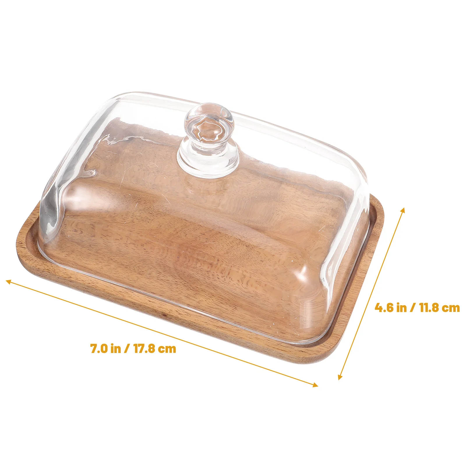 Butter Plate (glass Acacia Wood Dessert Plate) Cake Stand with Dome Domes for Display Cover Bread