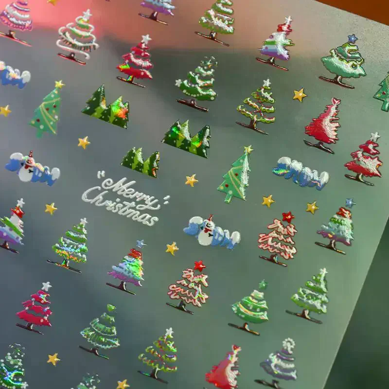 5D الليزر الإغاثة عيد الميلاد مسمار ملصقات الثلج سانتا كلوز الأيائل شجرة عيد الميلاد مسمار الشارات تنقش الشتاء عيد الميلاد مجموعة تشذيب الأظافر #6