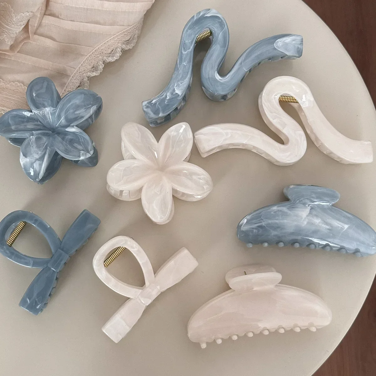 

Элегантная заколка-краб для волос с текстурой под чернила, женская, большая, в форме акулы, для затылка, модный аксессуар для волос