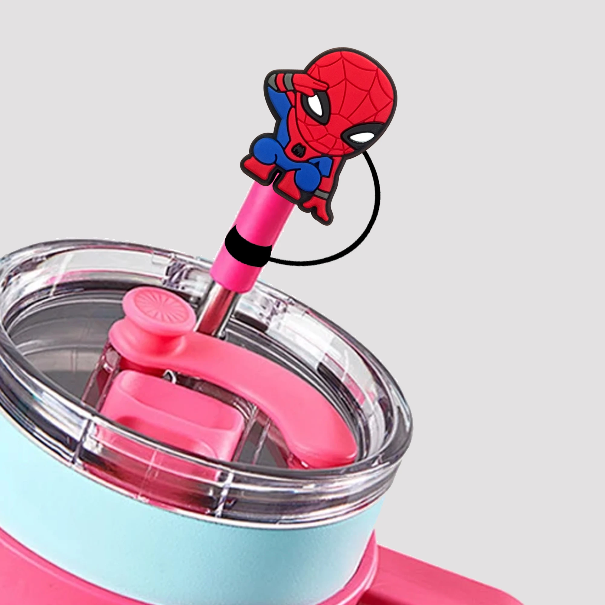 1-9 Stück Spideman Avengers Trinkhalm-Abdeckkappen, staubdicht, wiederverwendbare Strohhalmspitzen, Auslaufsichere, staubdichte Deckel – Detail 1
