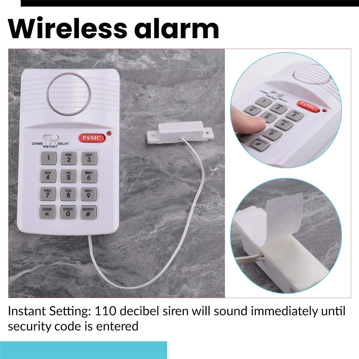 N82R Loud Wireless Door Alarm Security Pin Panic Keypad for Home Office Garage Shed