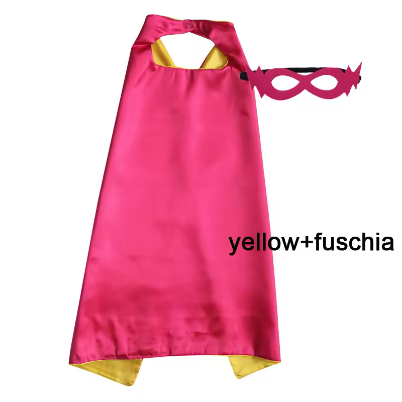 Superhero Capes with Mask REVERSIBLE Two Colored Child Cape Birthday Party Favor Satin Solid Capes Boys Girls Satin Capes - Image 27