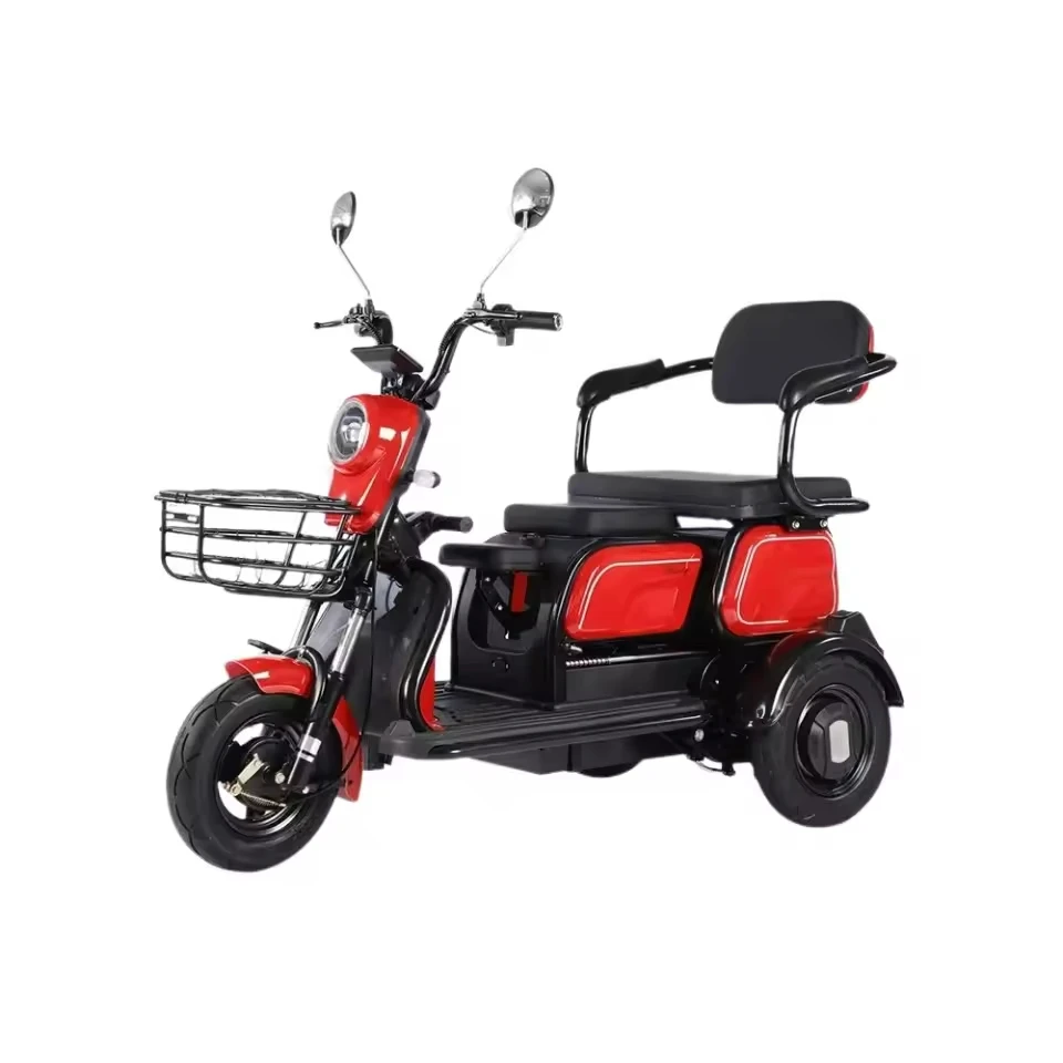 Electric 3 wheel adult cargo tricycle with two big seats for family and kids cargo and passenger trike