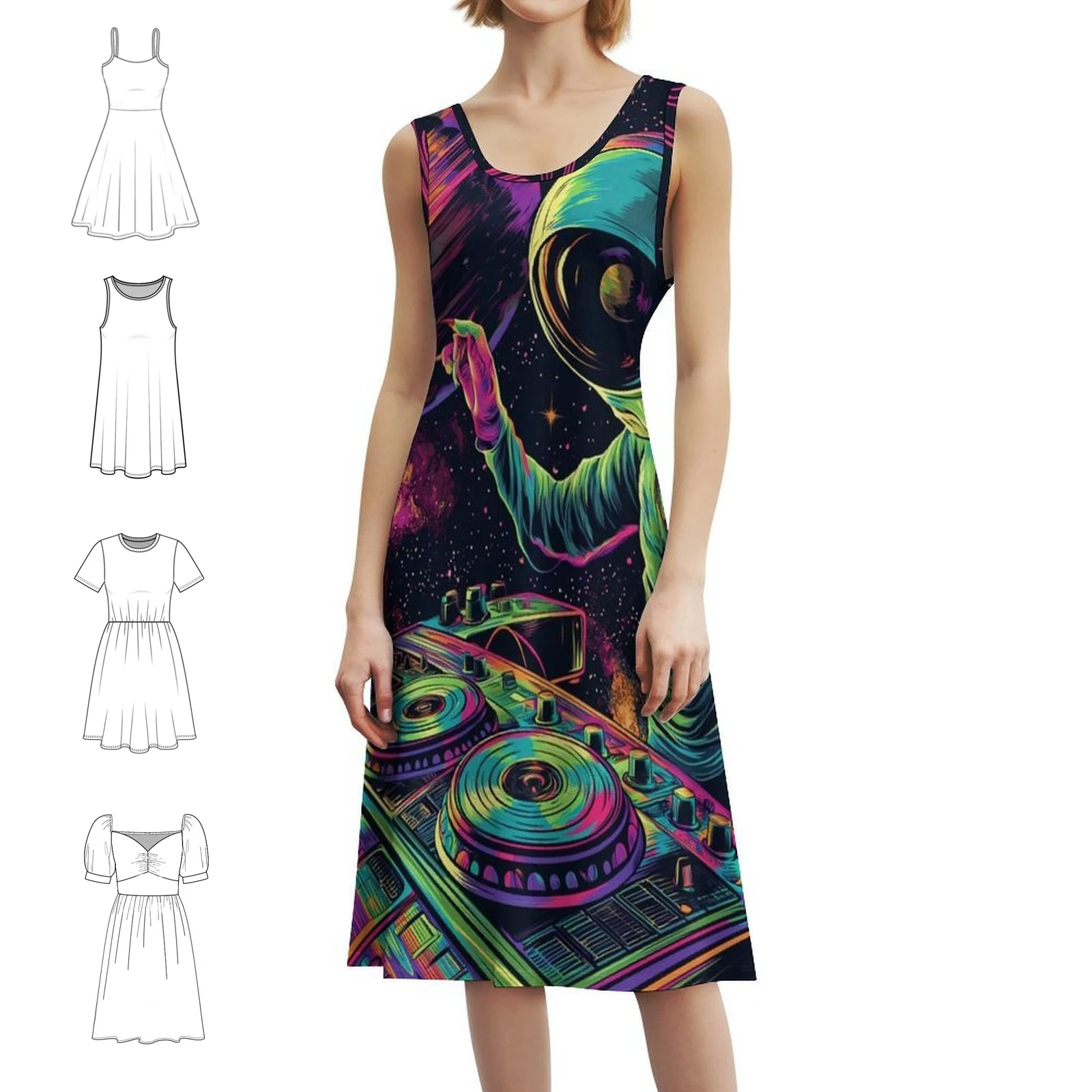 فستان كاجوال على الطراز الكوري من Space Dj للنساء، فساتين مكتب يومية بسيطة للسيدات، فساتين حفلات Space Dj