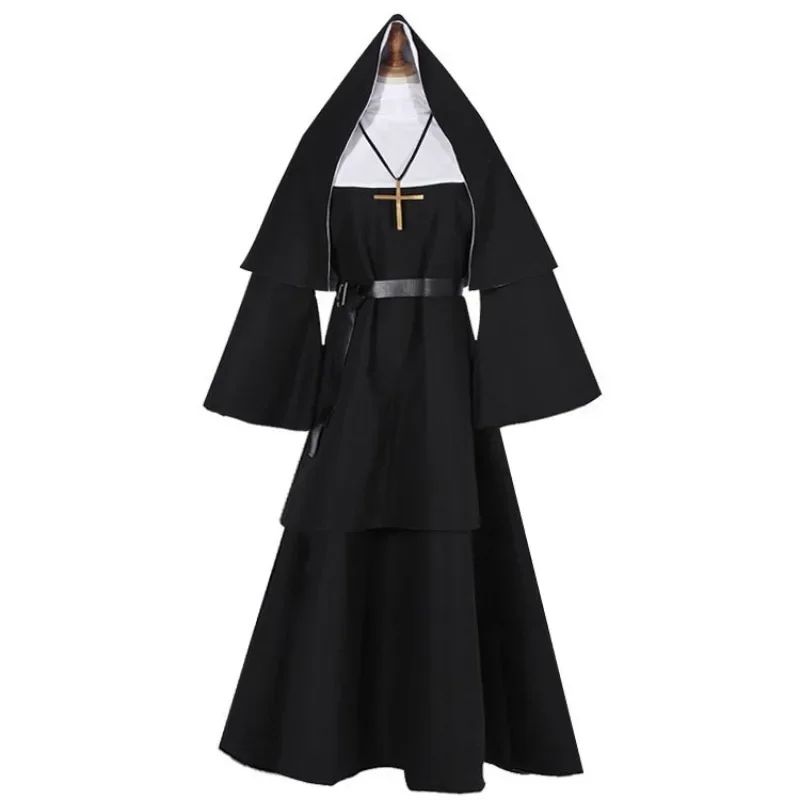 

Halloween Nun Cosplay Costume Suit Horror Nun Priest Cos Outfits Woman Clothes Carnival Long Robes Religious Catholic Clothing