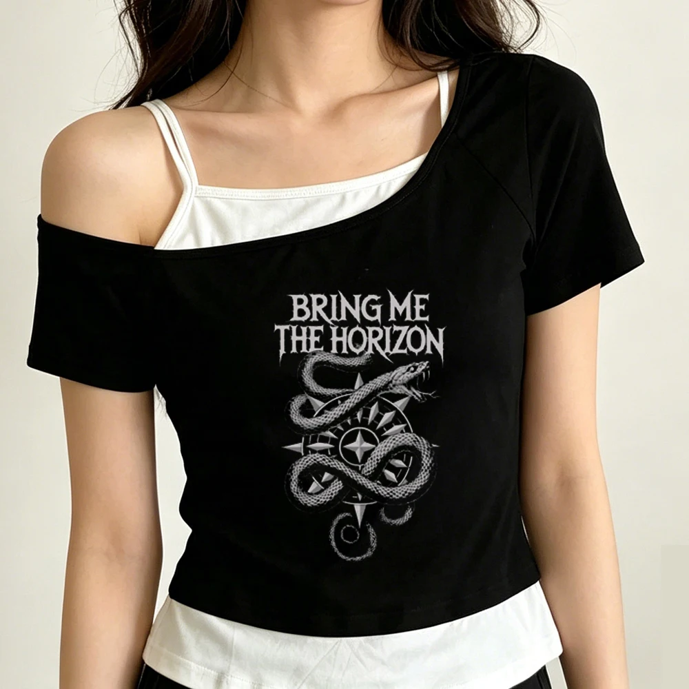 Bring Me the Horizon cropped top female cute dollette gothic cheap japan shirt vintage gyaru scene  japan korean fashion