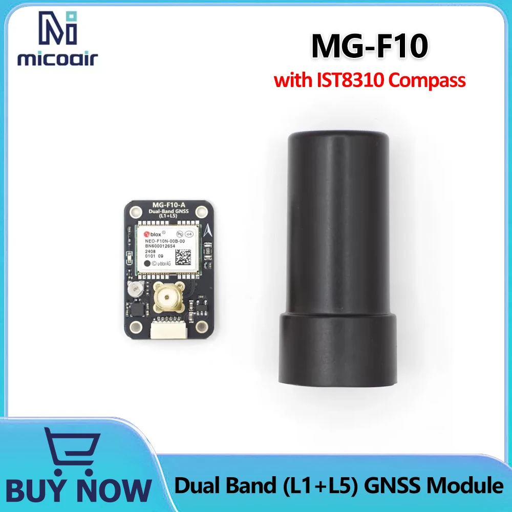 

MicoAir MG-F10 L1+L5 Dual Band GNSS with IST8310 Compass Dual-frequency GPS Support AP/PX4 FC