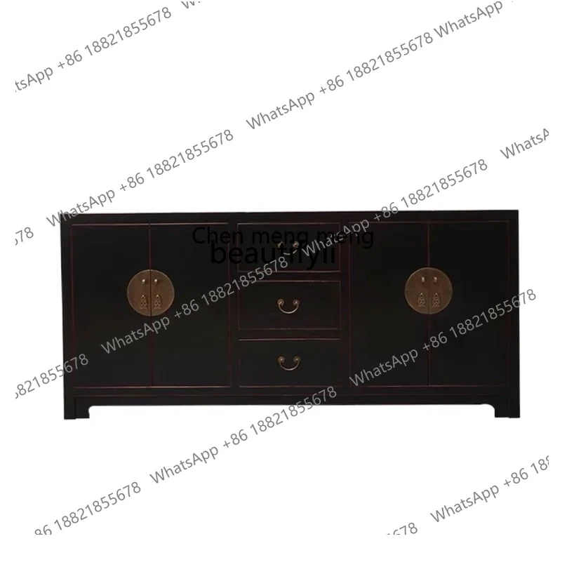 

New Chinese solid wood gold dining side cabinet antique edging old locker cabinet Ming and Qing classical foyer cabinet