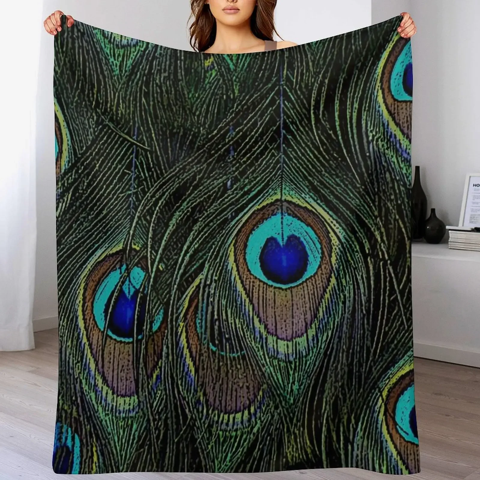 Peacock feathers, bird lover gifts, cool bird outfits, beautiful feather patterns Throw Blanket Decoratives Blankets