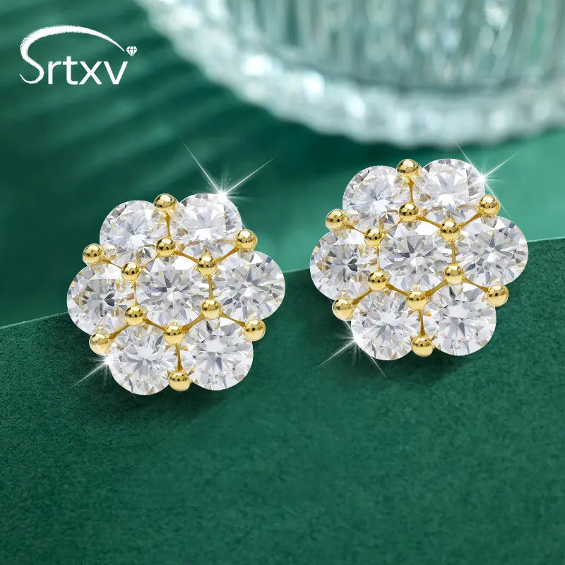 

7CTTW Full Real VVS1 Moissanite Stud Earrings For Women 925 Sterling Silver Plated 18K Wedding Party Birthday Gifts Jewelry GRA