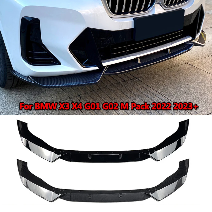 

For BMW X3 X4 G01 G02 M Pack 2022 2023+ Car Front Bumper Lip Body Kit Spoiler Splitter Bumper Canard Lip Carbon FIber