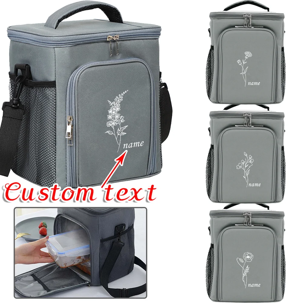 Personalized Customized Name Ice Pack Thermal Cooler Bags Large Capacity Food Delivery Box Lunch Bag Insulated Picnic Case