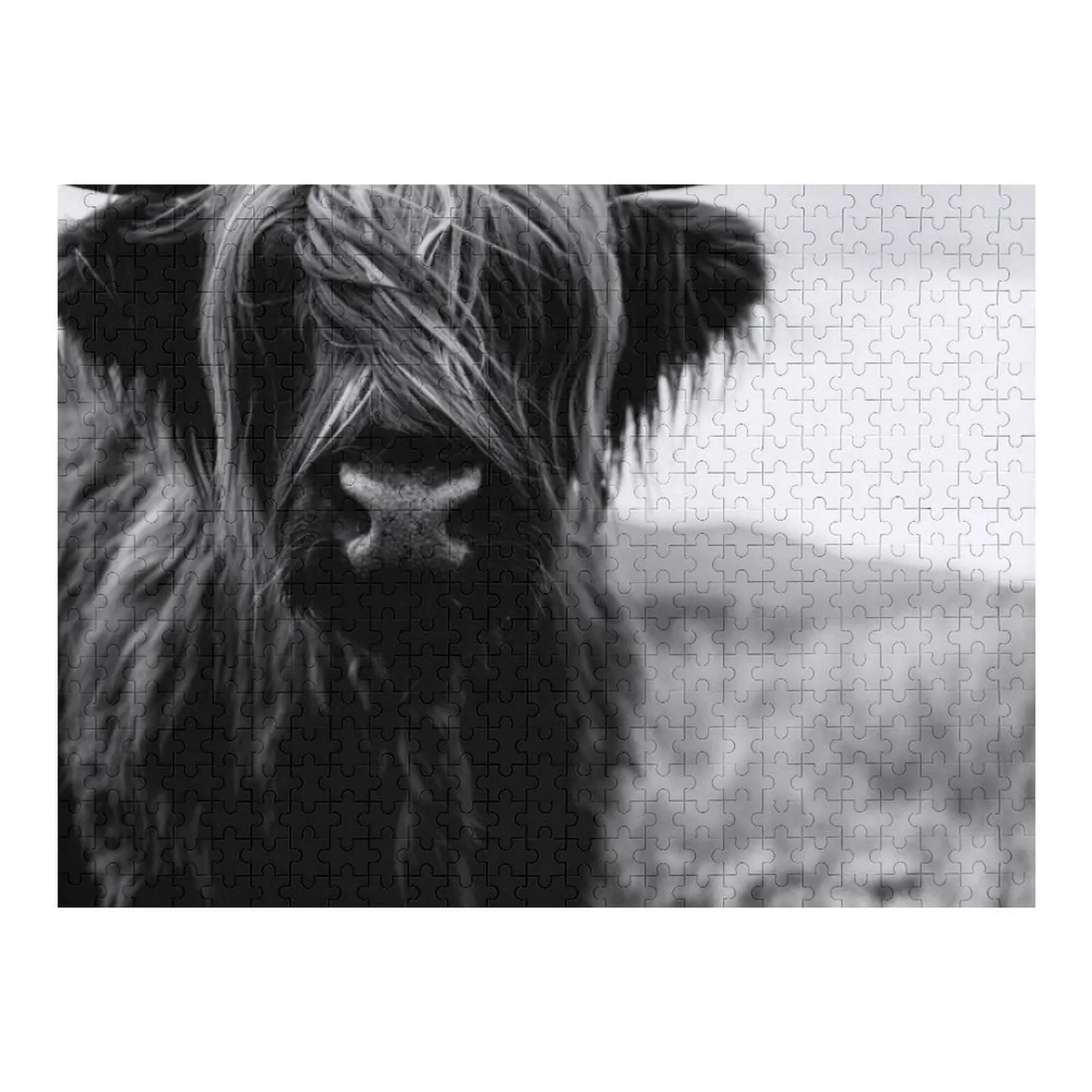 

Шотландский хайлендский крупный рогатый скот Baby - черно-белый пазл для фотографий животных Пазл на заказ