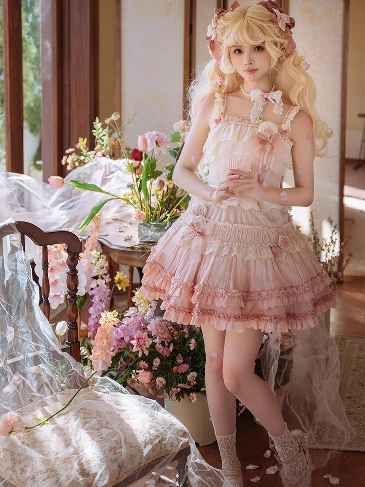 Sk Lange Korte Tuin Austin Riem Rok Lolita Bloem En Parel Doos