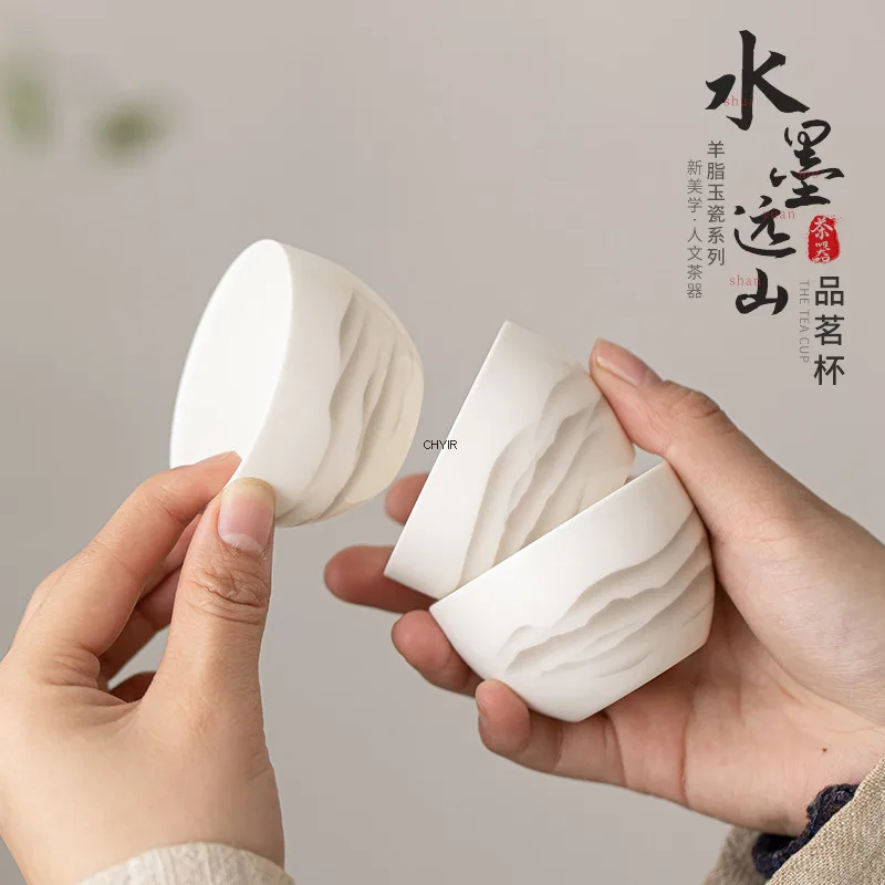

Jade Porcelain Ink Painting Mountain Kung Fu Tea Cup Home Use Tea Master Cup Luohan Cup Personal Cup Single Cup Tasting Cup