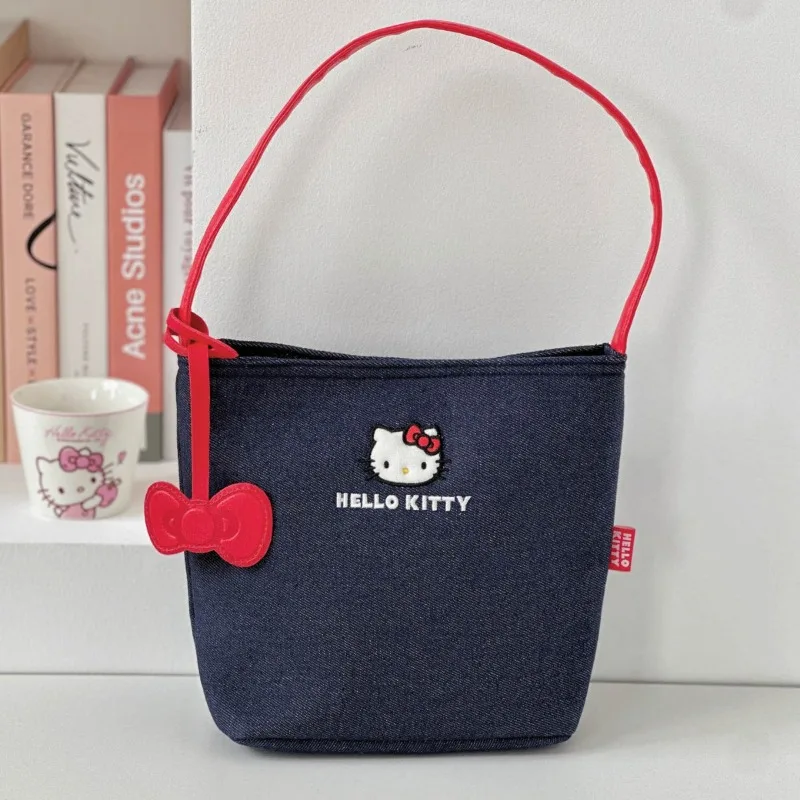 

Hello Kitty Pastoral Shoulder Bag Sanrio Cartoon Cute Printing Zippered Storage Bag Large Capacity Shopping Bags Girls Gifts