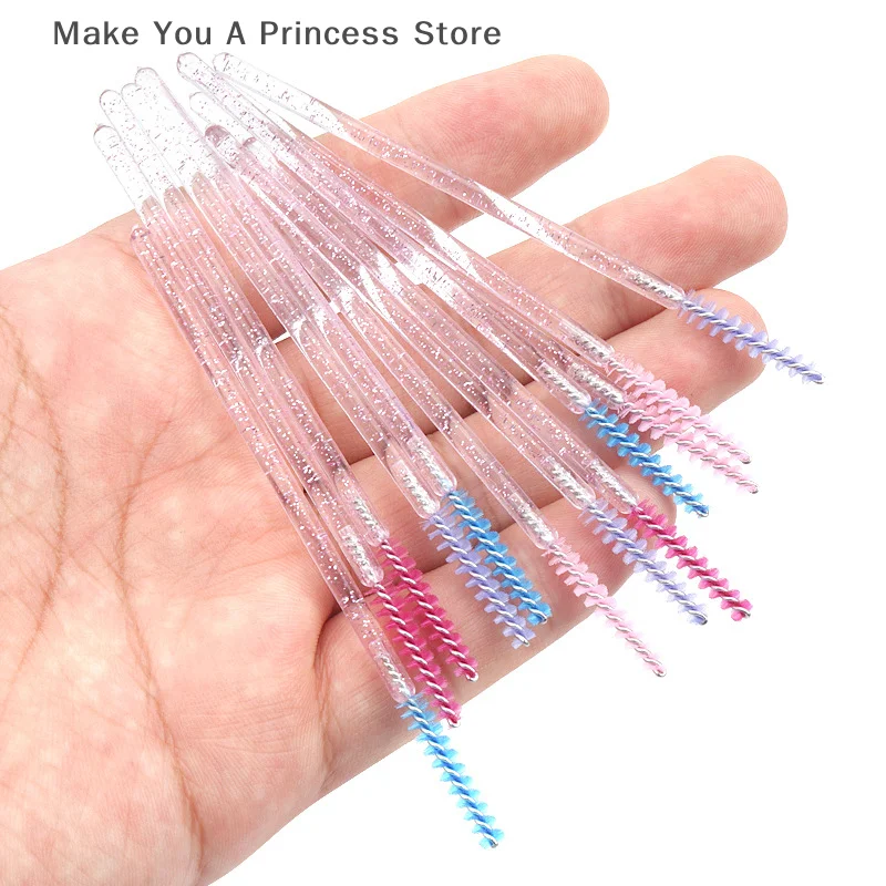 50 pièces Extension de cils arc-en-ciel cristal Mascara baguette applicateur bobines cils pinceaux cosmétiques ensemble outil de maquillage