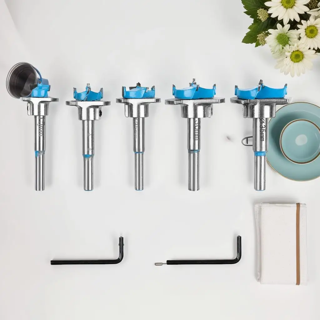 

5 шт. 15-35 мм деревообрабатывающее сверло для определения местоположения, позиционирование, деревообрабатывающее пробивание отверстий с шестигранным хвостовиком, регулируемая развертка для отверстий на петлях