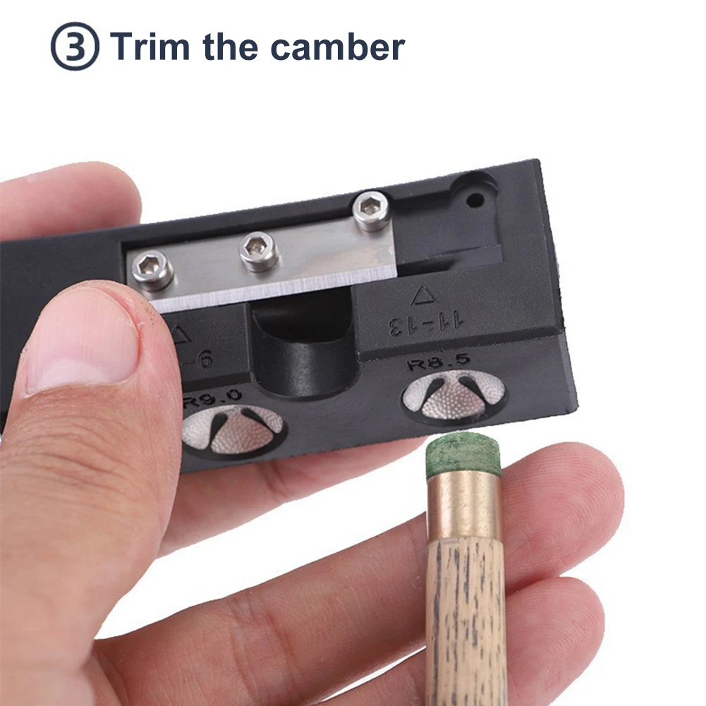 ビリヤードキューチップ研削ツール、修理シェイパー、スヌーカープールチップ、ピンピン付きラウンドカット、アクセサリー、9 in 1