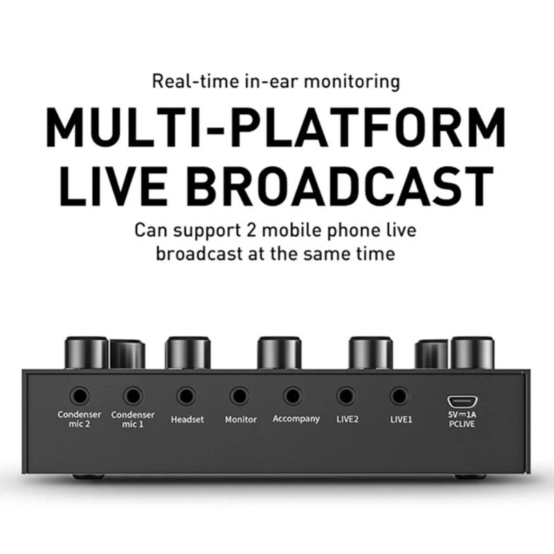 Multifunction Mixer Outdoor Bluetooth-compatible Sound Card Digital Mixer for Live Streaming Outdoor Phone Recording