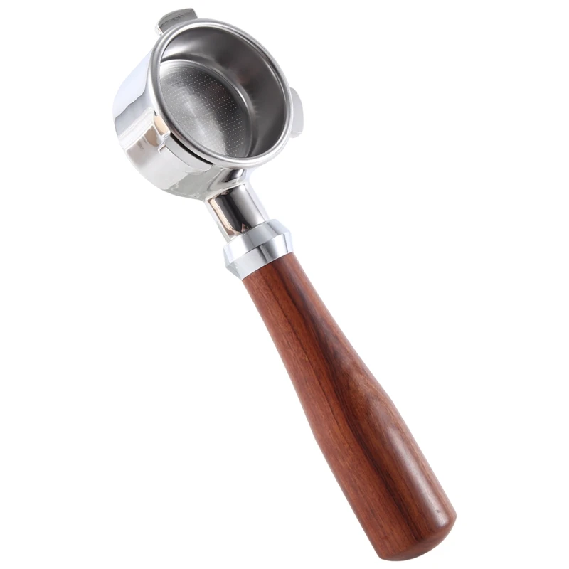 

1 PCS 54Mm Bottomless Portafilter Espresso Machine Wooden Three Ear Handle Stainless Steel For 870/875/878/880