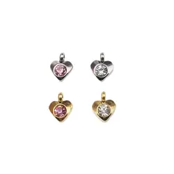 10pcs 8MM Wholesale StainlessSteel Heart Stones Dangling Girl Charms DIY Anklets Earrings Bracelets Unfading Colorless 2 Colors